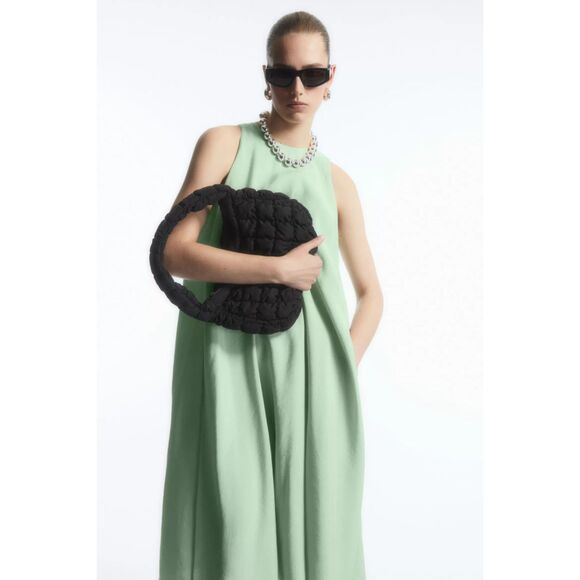COS RACER-NECK MIDI DRESS BLACK GREEN SIZE 2 - Picture 3 of 10